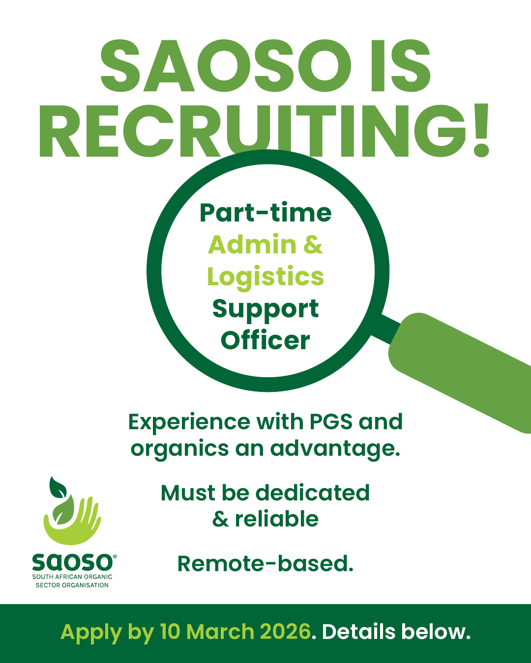 Part-time Admin & Logistics Support Officer